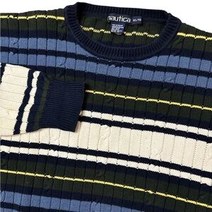 Vintage Nautica Sweater Multicolored Men’s Size XL Cable‎ Knit Retro Sweater